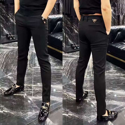 2025 Men's Spring Summer Fashion Business Casual Long Pants Suit Pants Male Elastic Straight Formal Trousers Plus Big Size 29-38